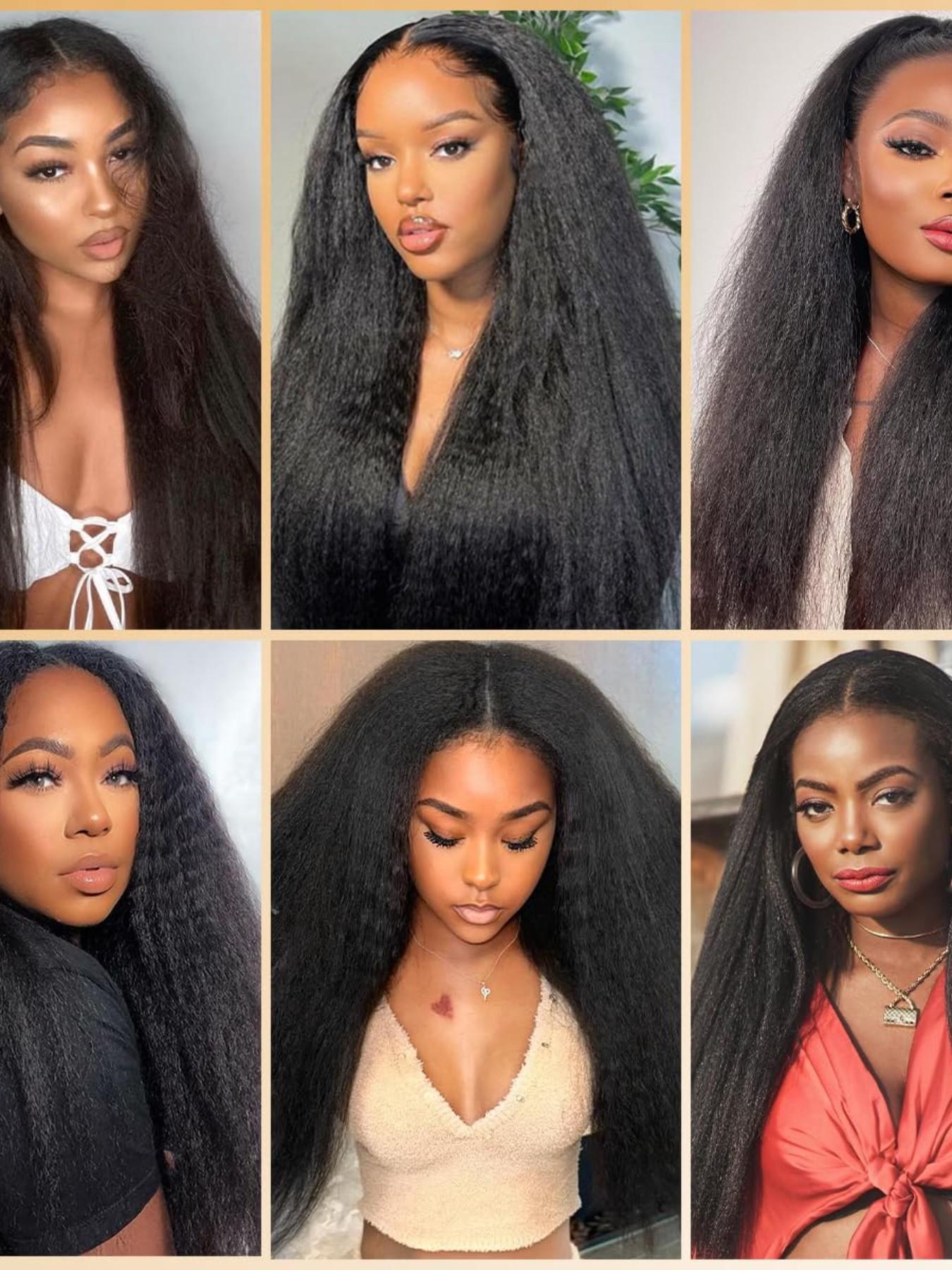 1PC R6-RIKS Natural Black Kinky Straight Human Hair Bundle, Brazilian Hair Weave