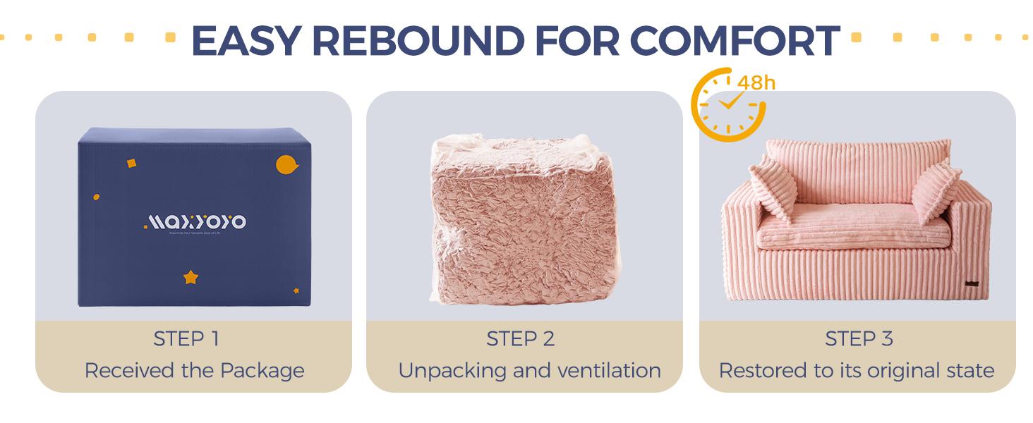 MAXYOYO Bean Bag Chair for Living Room, Upholstered Loveseat Sofa Couch with Deep Seating, Wide Armrests Boneless Couch Sofa in a Box for Bedroom Office Apartment, No Assembly