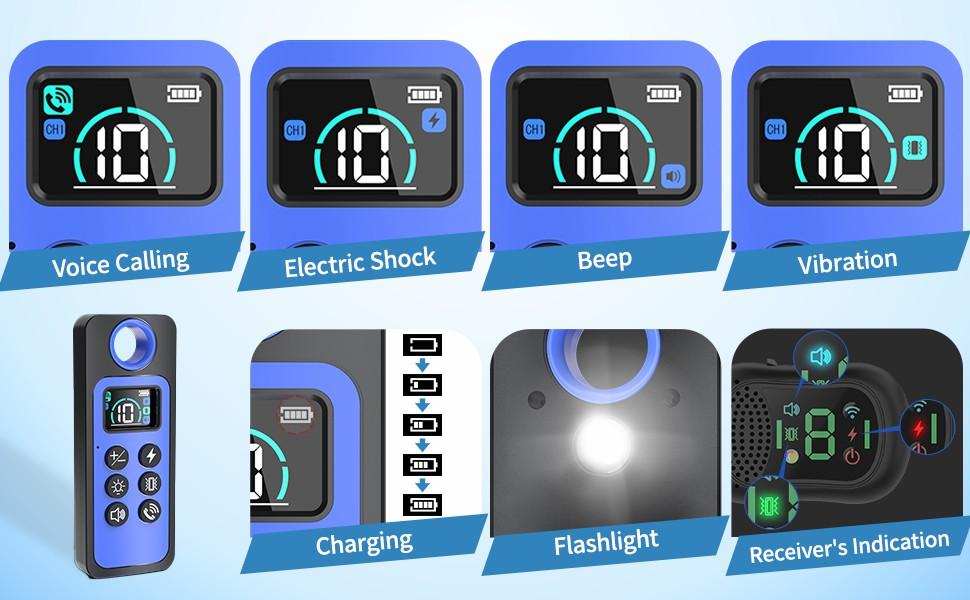 Remote Control Electronic Dog Collar with Voice Call Function, LED Flashlight, Adjustable Size, Suitable for Small Medium Large Dogs