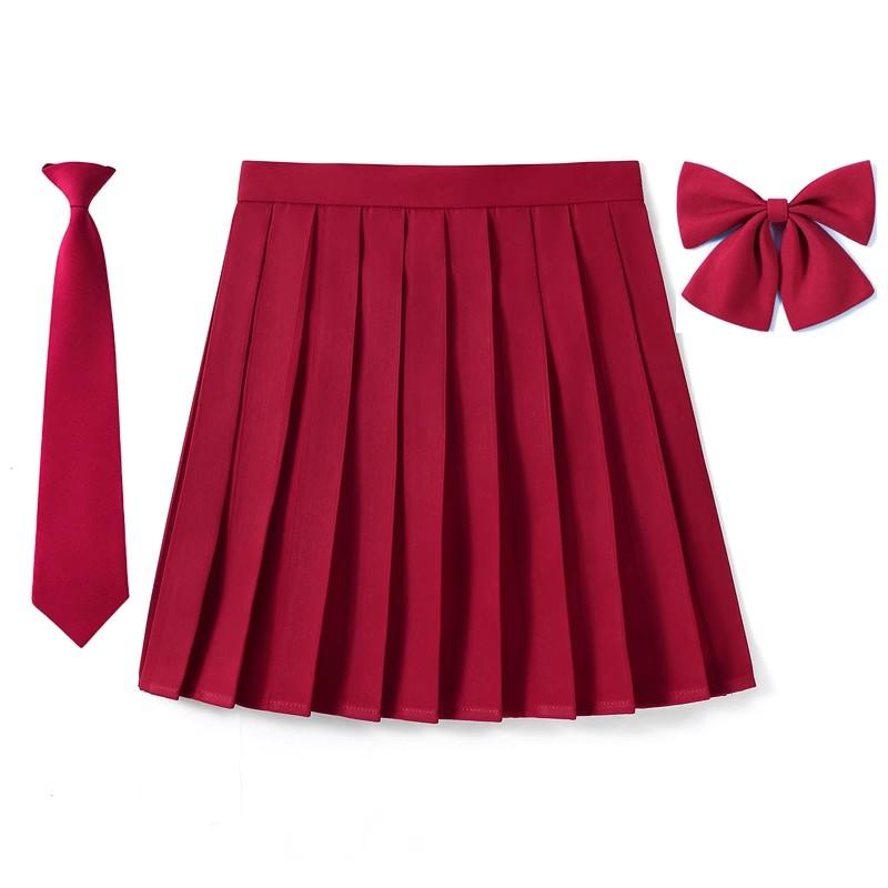 2025 Preppy Style Pleated Skirt Woman High Waist A-Line School Skater Mini Skirt Girl JK Uniform Skirt With Match Necktie Bowtie