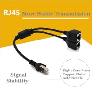 Ethernet Splitter 1 to 2, RJ45 Internet LAN Network Splitter Adapter 1 Male to 2 Female Suitable Cat5, Cat5e, Cat6, Cat7 LAN Socket Connector