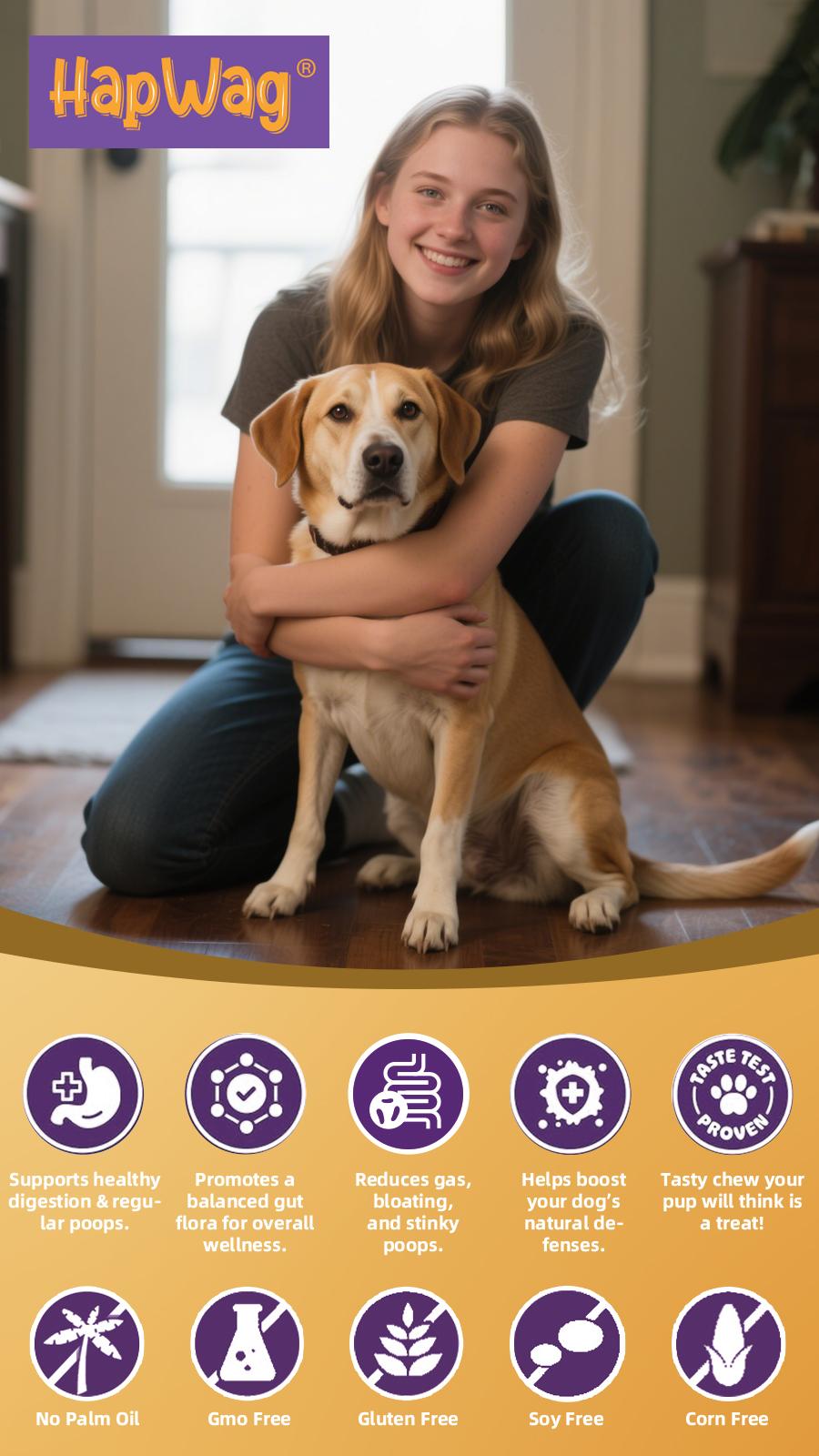 HAPWAG 8-in-1 Multivitamin Soft Chews for Dogs – Probiotics, Gut & Immune Support – Pork Flavor – 90 Treats HAPWAG 8-in-1 Multivitamin Soft Chews for Dogs – Probiotics, Gut & Immune Support – Pork Flavor – 90 Treats