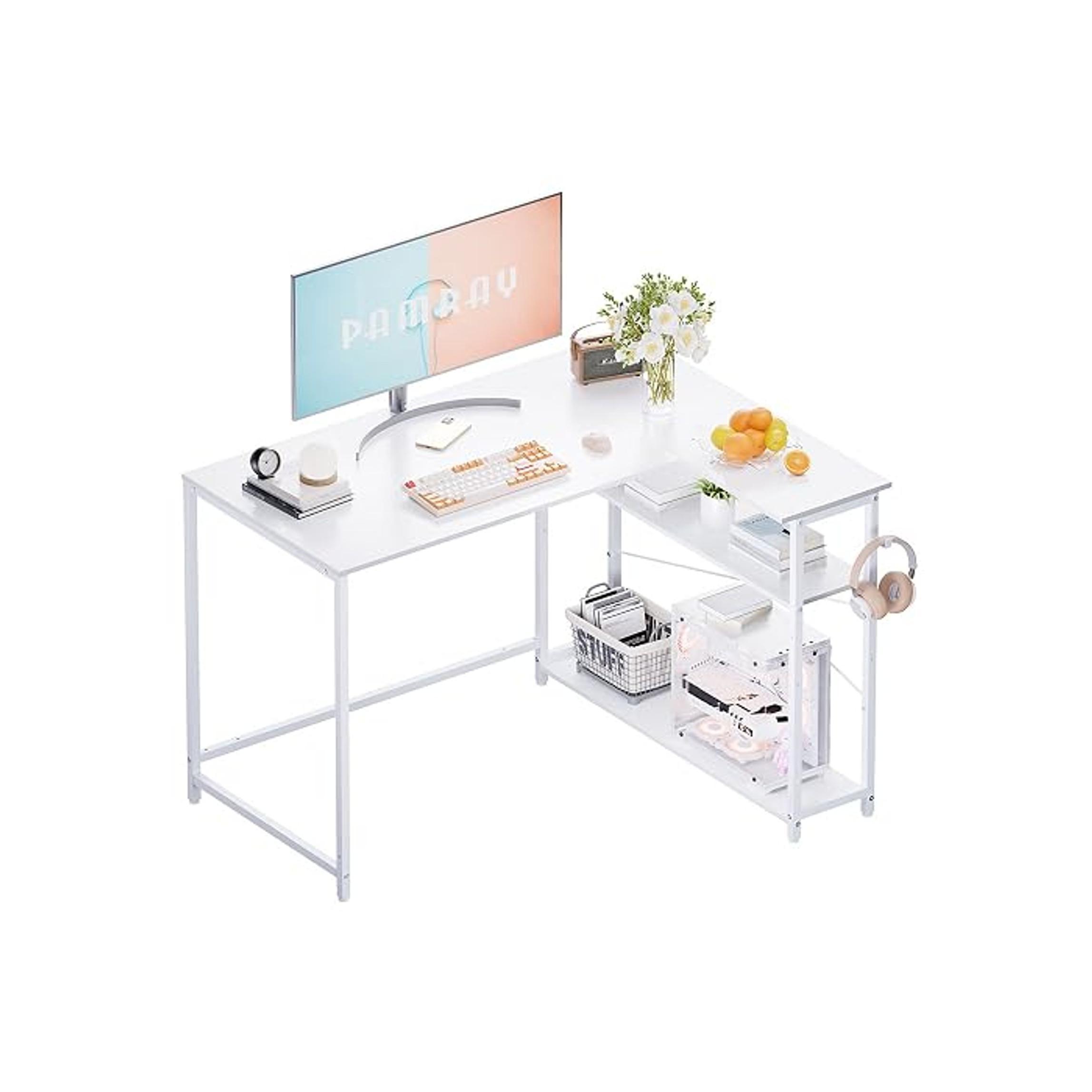 32-Inch Small Computer Desk Table with 2 Drawers - Compact Indoor Furniture for Bedroom, Home Office Writing & Study Spaces (Pink)