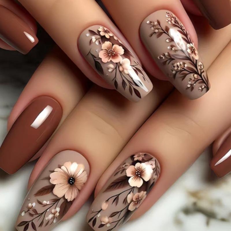 Coffin Nail Art Berry Nude Gradient Sparkle Edge Decorations, Full Size Fit High-End Matte Luxurious Nail Stickers