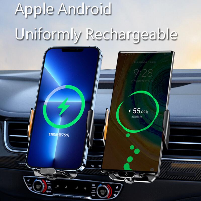 15W Wireless Car Charger with Auto-Clamping Phone Holder - Qi Enabled Car Mount for iPhone 17/16/15/14/13, Samsung S24/S23 (Dashboard/Windshield/Vent Mount)
