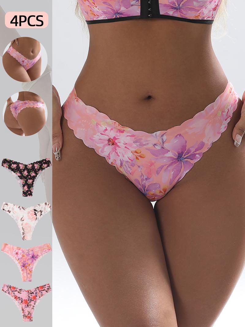 Women's 4/5/6/7/8/10-Piece Underwear Set, Leopard & Floral Prints, Fitted Breathable and Comfortable Design, All-Season Wear