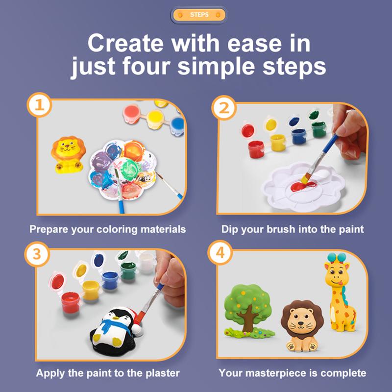 Kids Crafts Set, Ceramic Painting Kit, Paint Your Own DIY Ceramic Figurines, Painting Kit DIY Toys Kids, Birthday Gift  Plaster Gypsum