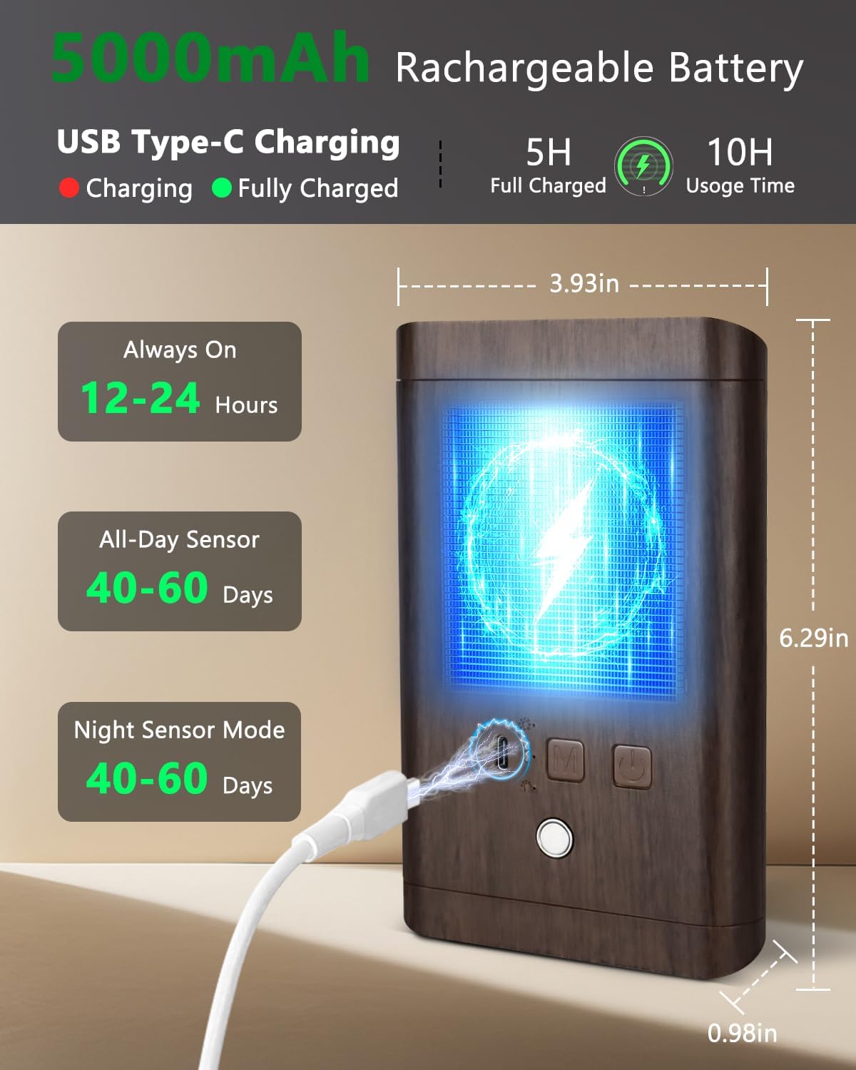 Spring Sales Autonight Light Classic Walnut Grain Finish Motion Sensor Wall Sconce w/ Remote Rechargeable Battery 3 Color Dimmable Up/Down Lighting for Hallway Bedroom Stairs Adjustable Leds, Porch Light