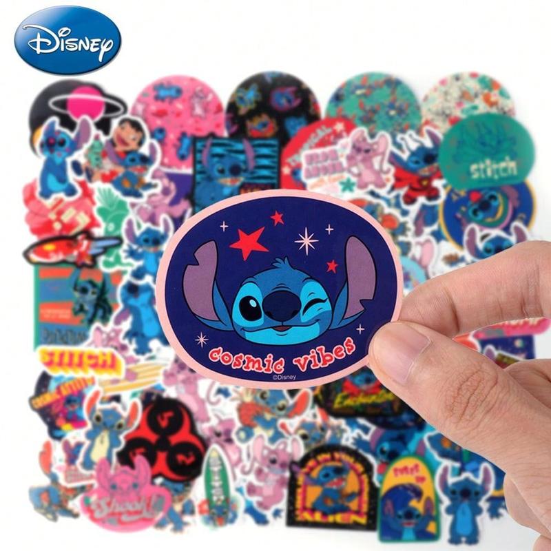 100PCS Disney Officially Licensed Stitch Sticker Cartoon Decoration Laptop Cup Helmet Picture Frame Skateboard Computer Sticker Birthday Gift Party Favors Sticker Packs