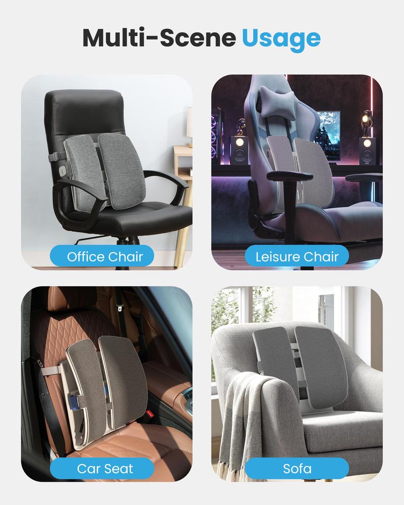 COMFIER Heated Lumbar Support Pillow with Vibration Massage, Back Support Cushion for Office Chair, Graphene Heating Chair Back Massager for Car Gaming Chair, Adjustable Height Up to 18.1 Inches Mother's Day