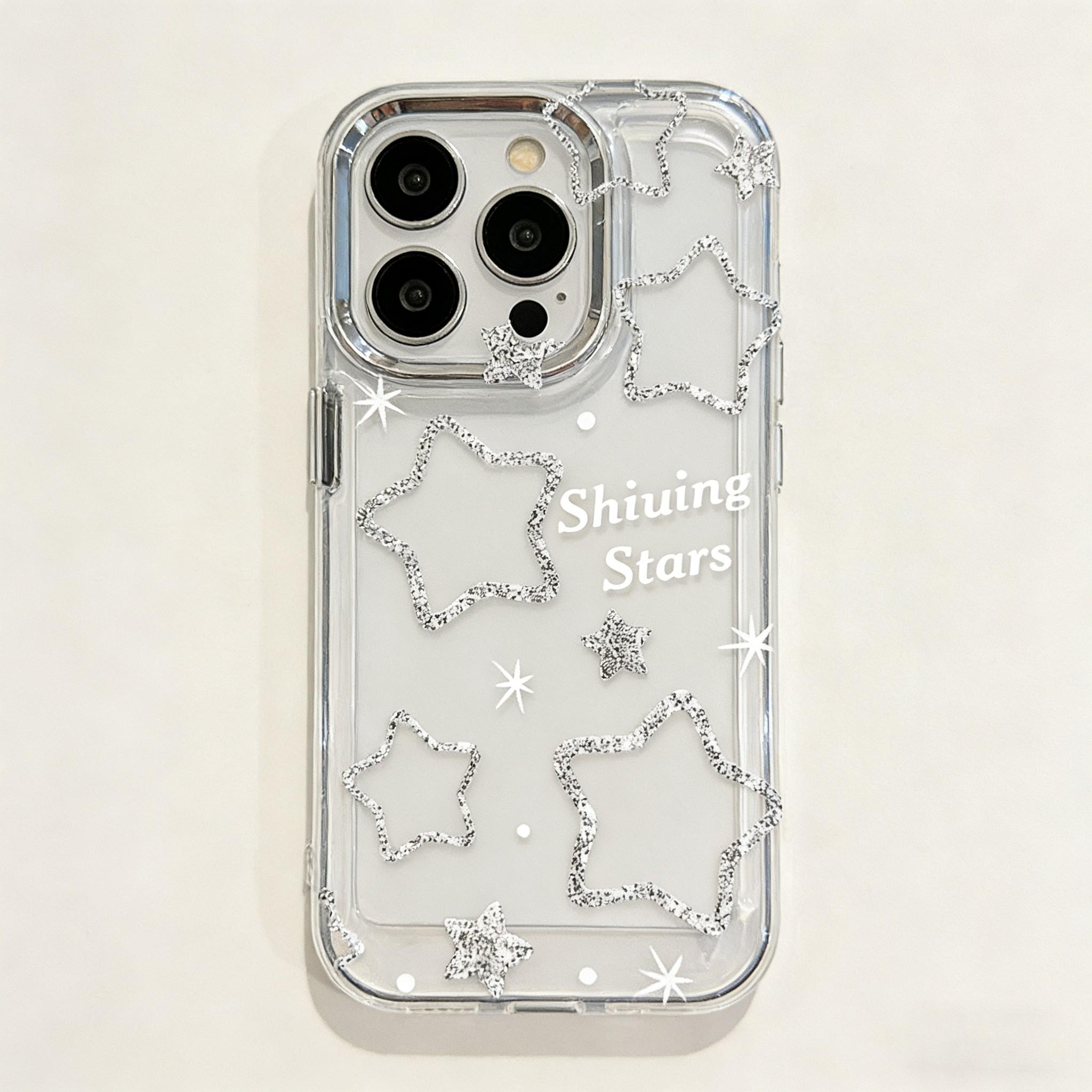 Flashy Star Shiuing Stars Phone Case, Transparent Anti-Drop Full Coverage, Compatible with iPhone 17/17 Pro Max, Cute Fairy Style