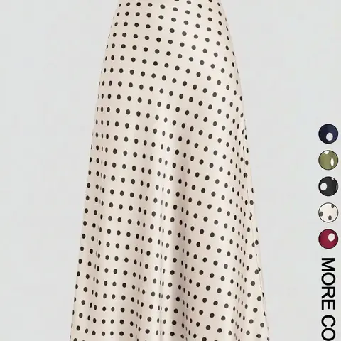 Women's Polka Dot Print Midi Skirt, High Waist, A-Line Flared Hem, Smooth Draped Flowy Woven Fabric, Daily Casual Commute Date Evening Party Vacation Wear, French Retro Elegant Chic Style