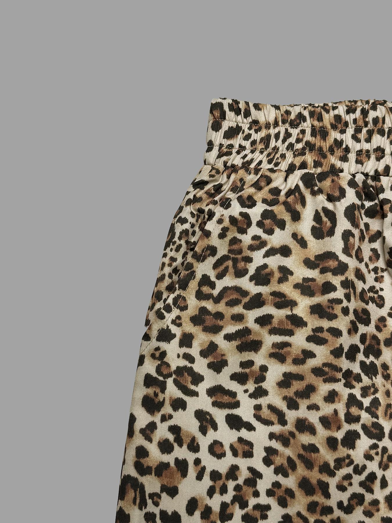 Women's Leopard Print Wide Leg Pants, Casual Loose-Fitting H-Type Trousers, Stylish Fabric Design, Perfect for Daily Wear