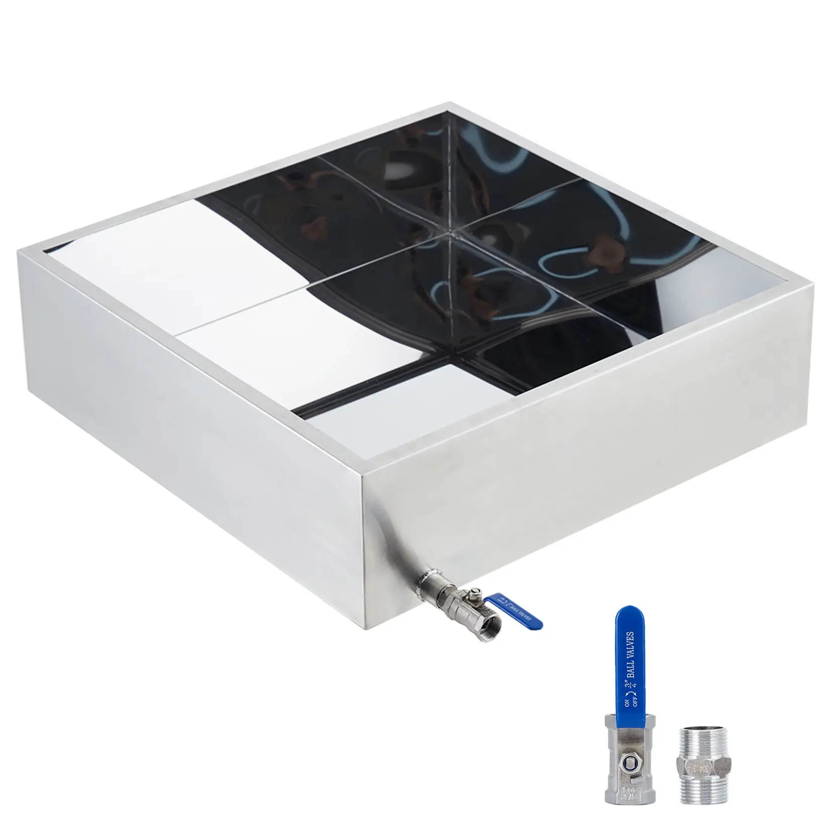 Gaomon 304 Stainless Steel Commercial Maple Syrup Evaporator Pan - Kitchen Fruit Sap Boiling Pan with Draw-Off Valve, NPT Ports