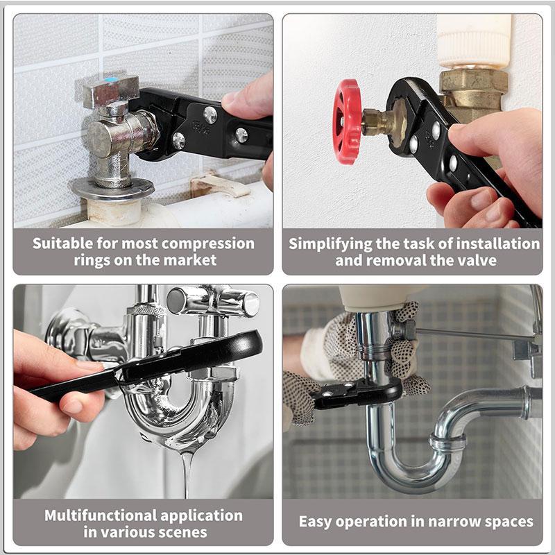 Versatile Angle Stop Wrench Kit for Professional Plumbers, Effortless Compression & Supply Nut Installations, Ideal for Tight Spaces, Ratcheting Wrench Set