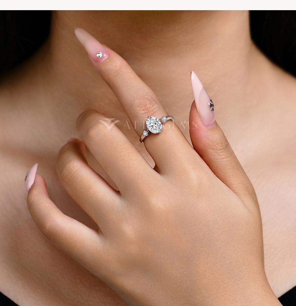 2CT oval Shape Synthetic Moissanite Ring for Women and girls Birthday Gift Party Promise Anniversary Jewelry R214