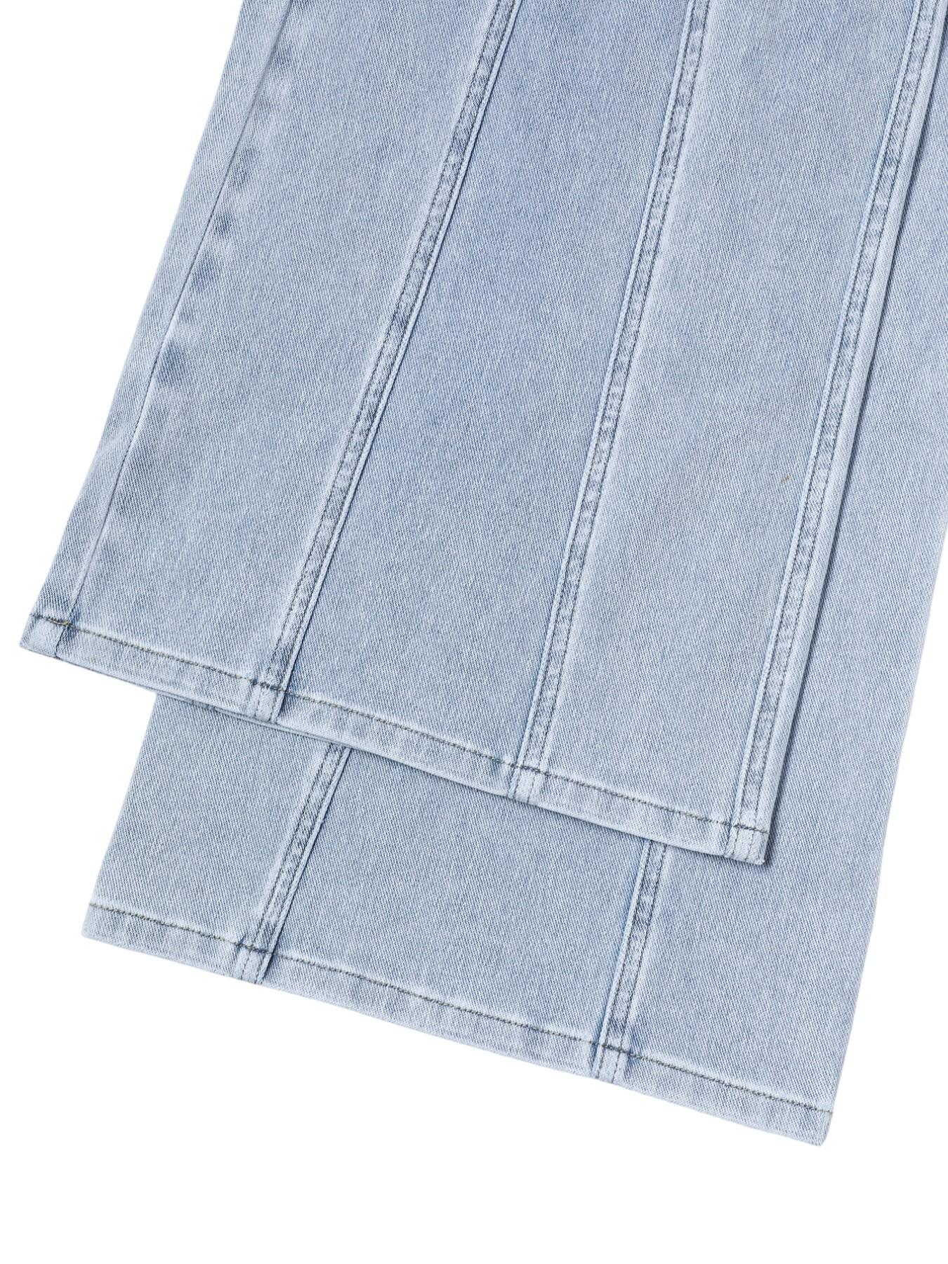 Women Shirred Elastic High Waist Wide Leg Oversized High Waisted Denim Jeans, 4 Way Stretch Light Wash, Casual Baggy Loose Floor Length Trousers with Pockets, Summer Streetwear