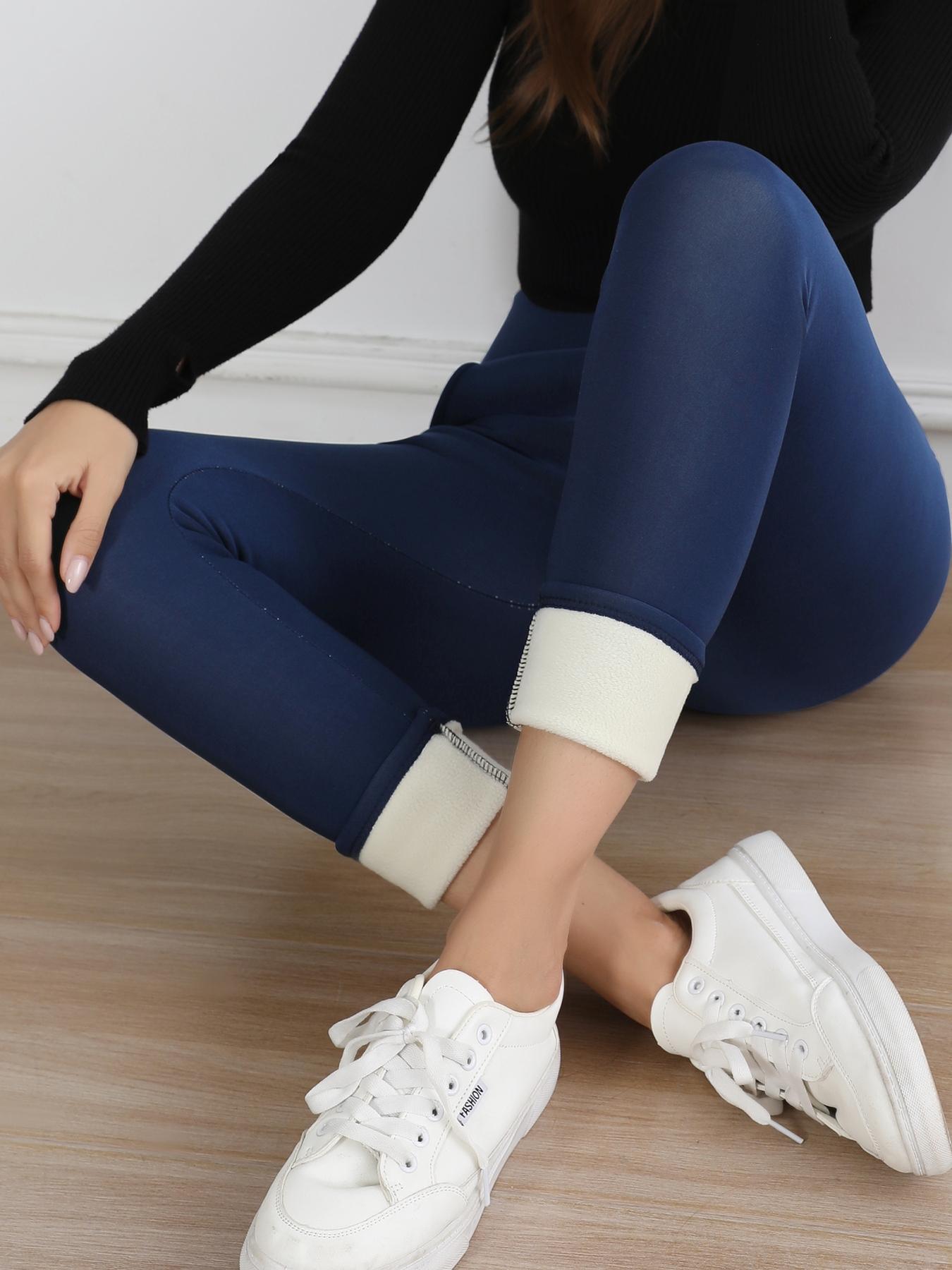 Women's Fleece Lined Leggings, High Waist Tight Fit Winter Pants, Warm Thermal Underwear Bottoms, Perfect for Running Outdoor Activities