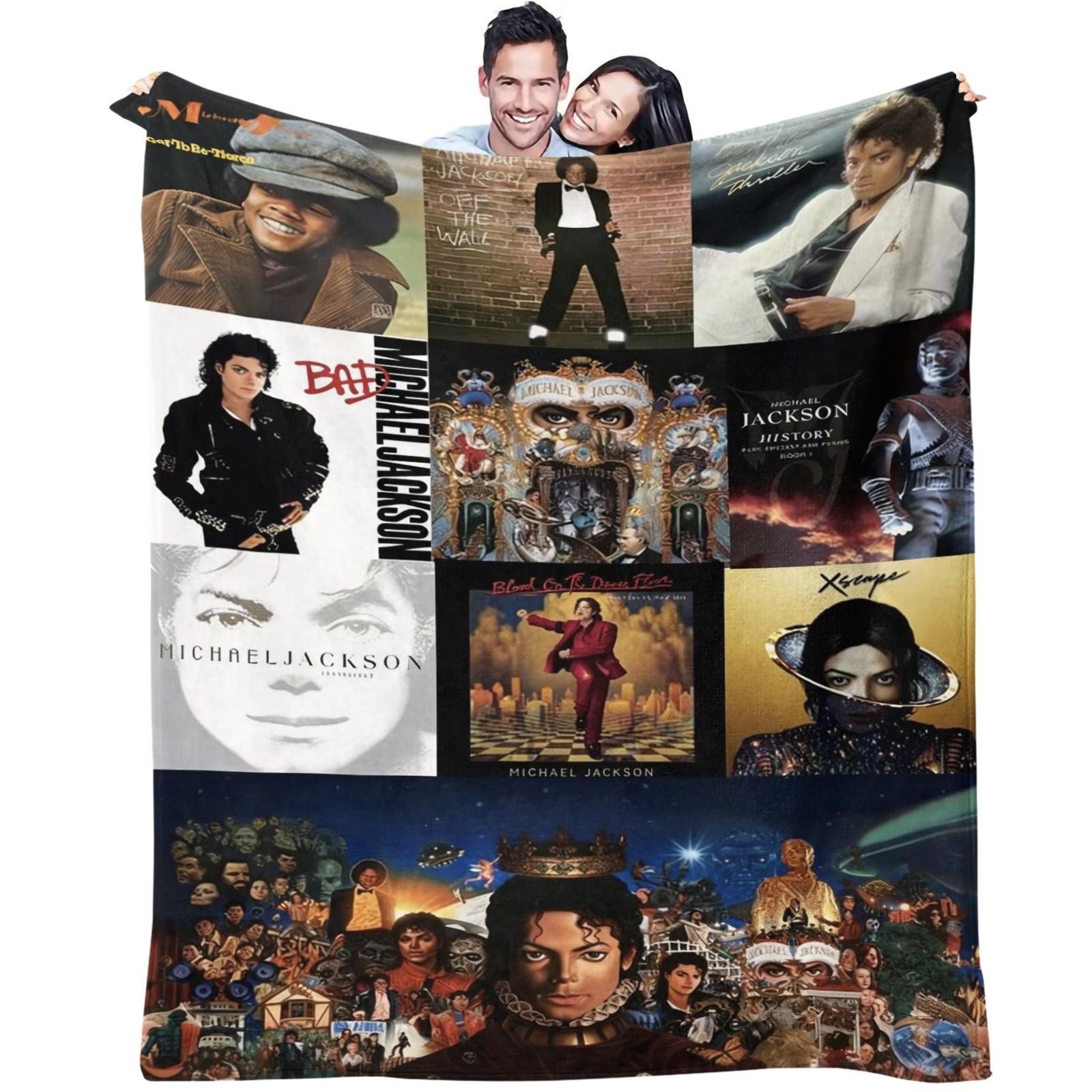 Michael Jackson Blanket Classic Album Cover Pattern, Perfect Gift for Fans, Suitable for Sofa Camping Travel Airplane Covers
