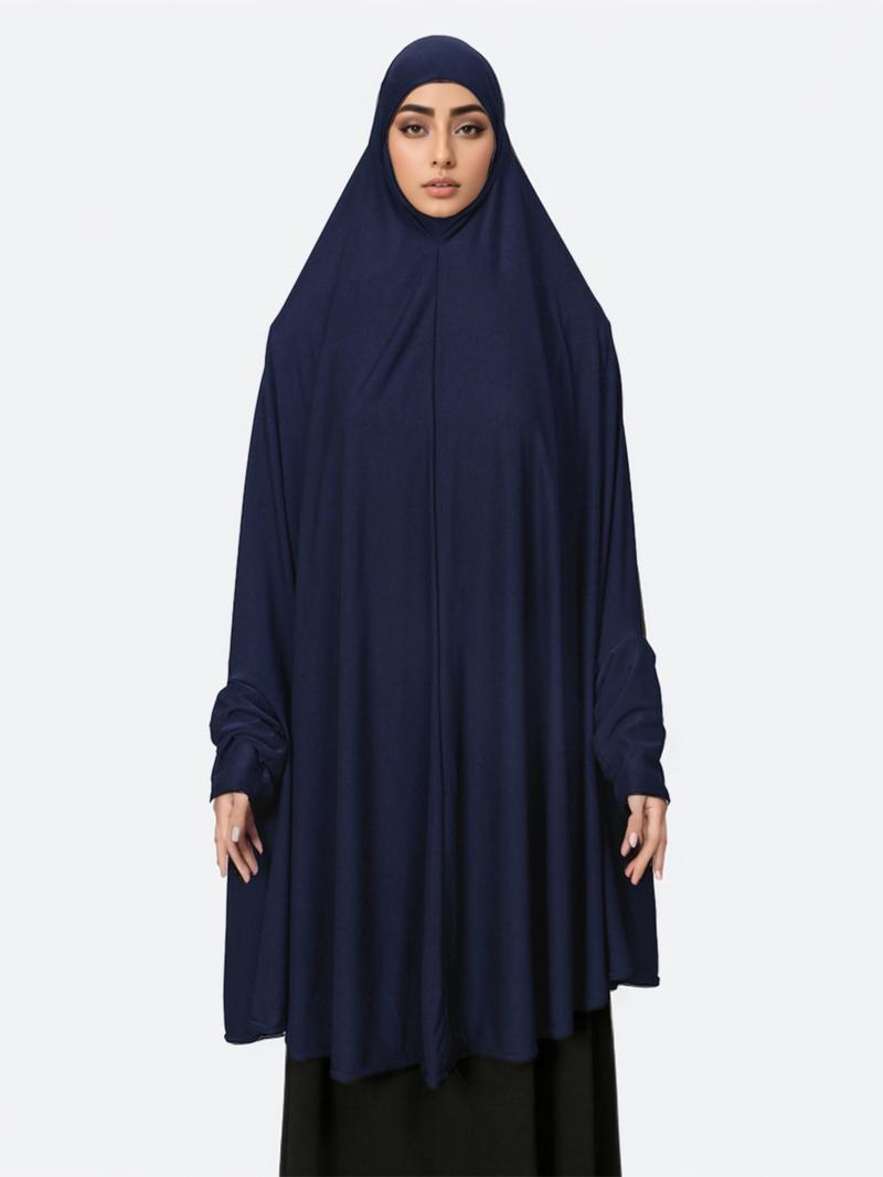 Women's Fashion Plain Long Headscarf with Sleeve Cover, Crystal Abaya Hijab, Suitable for Daily Outdoor Sun Protection