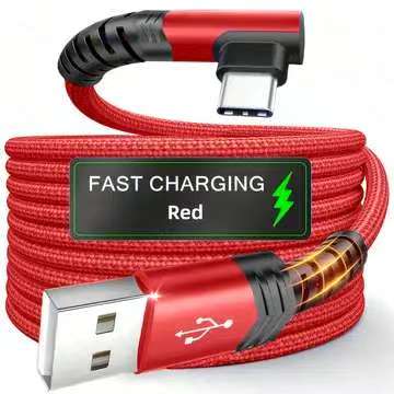 Fast Charging Type-C Data Cable, Right Angle USB to USB-C Design, Compatible with Samsung Huawei Xiaomi Redmi Oppo Oneplus Cellphone Smartphones