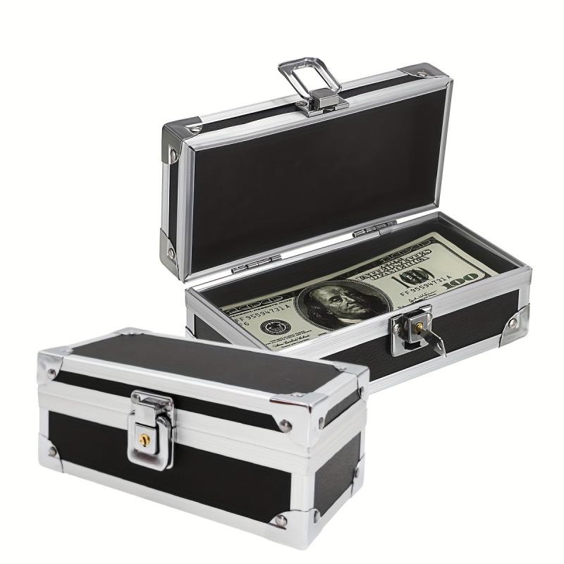 1pc Aluminum Cash Box with Lock Piggy Bank Single Row Currency Tray Acrylic Piggy Bank for Cash Collection Storage Organizer for Cashier 2. Lockable Cash Storage Box Aluminum Alloy Piggy Bank with Acry