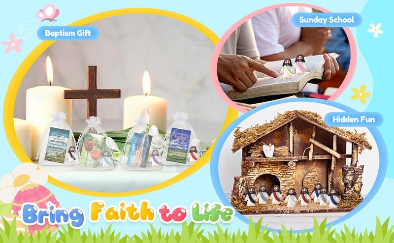 25/50 Sets Easter Bible Verse Card with Mini Jesus Easter Prayer Gift for Christian Sunday School Baptism Gift for Hide and Seek Activity Teacher Appreciation Gift Christian Gift for Women Creative Religious Party Favors