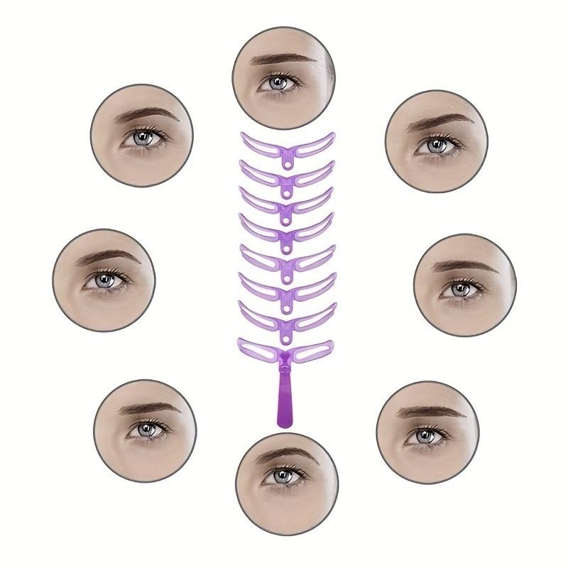 8 Styles Eyebrow Stencils, Reusable Brow Shaping Templates for Beginners, Lazy Eyebrow Drawing Tool Set