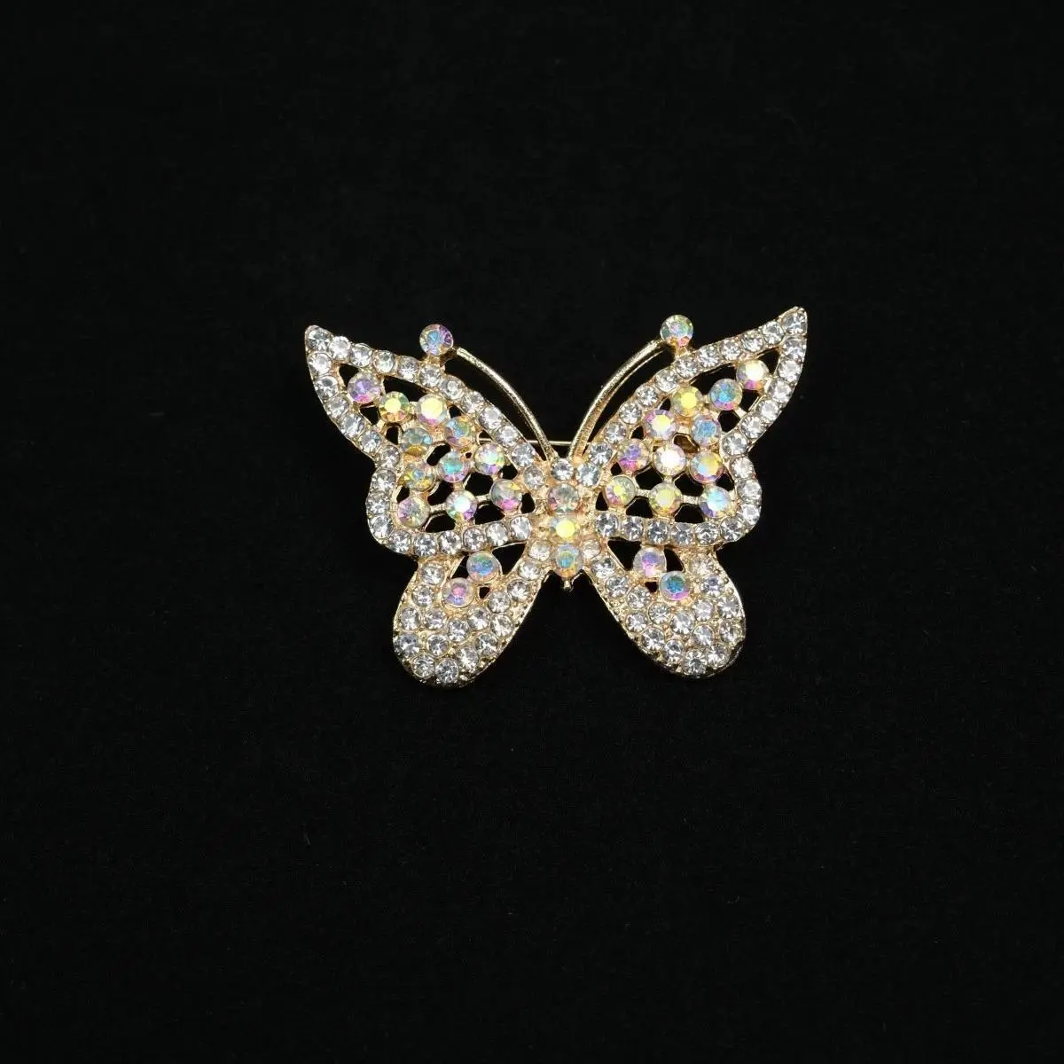 Shiny Rhinestones Butterfly Brooches for Women Girls Elegant Party Cute Jewelry Fashion Insect Hollow Out Metal Brooch Pins Gift