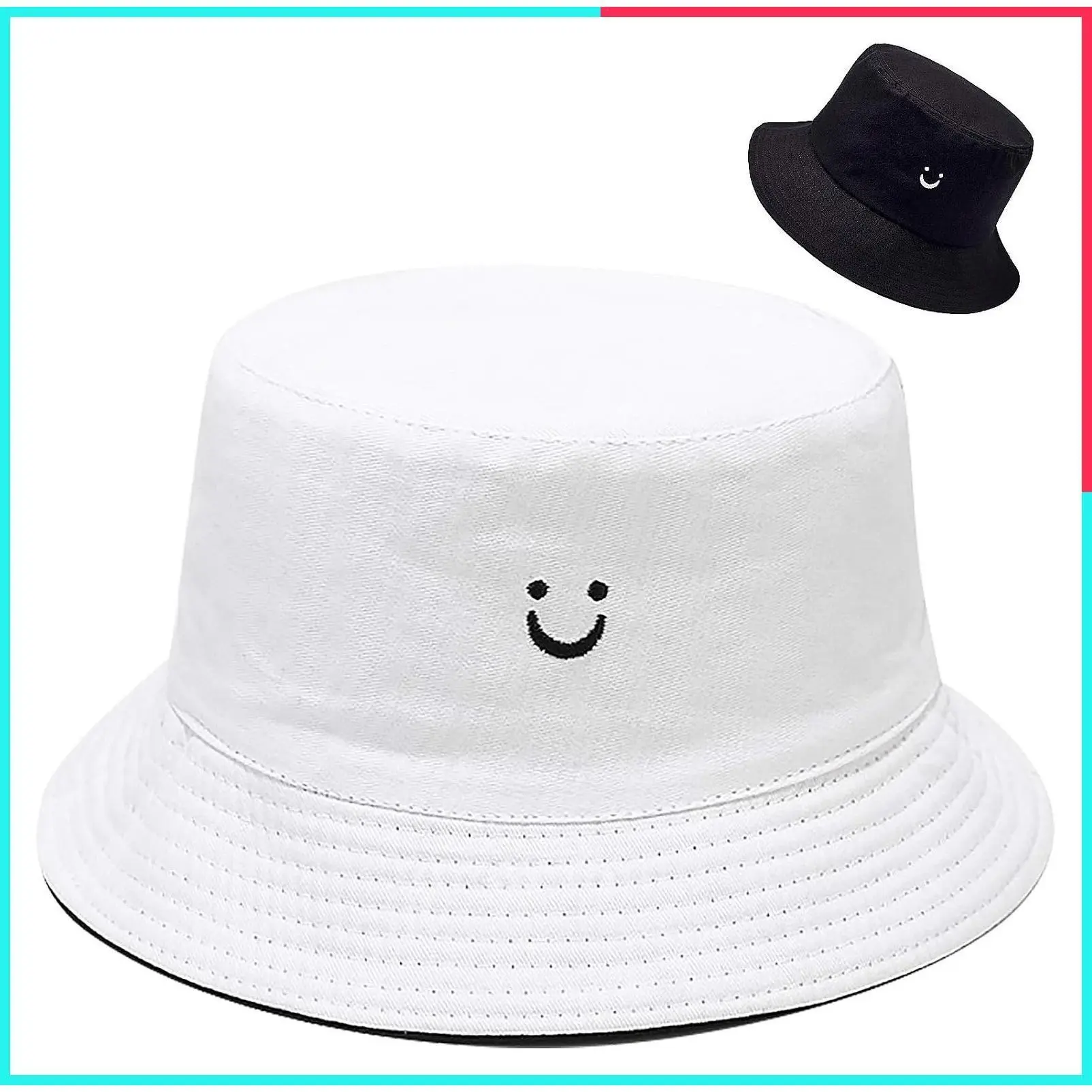 Unisex Reversible Bucket Hat - Beach Sun Hat for Men Women Teens, Aesthetic Double-Side Wear Fishing Cap
