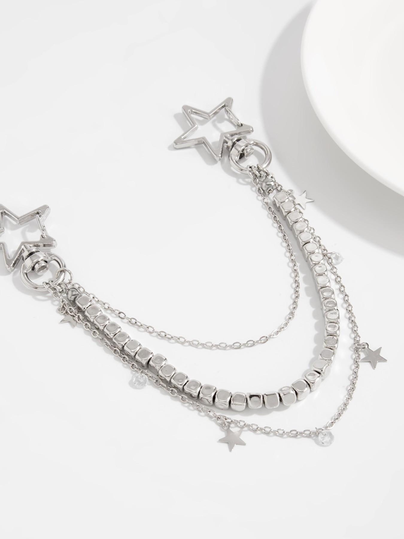 Hip Hop Star Cross Bag Chain Pendant, Fashion Metal Keychain Charm, Stylish Accessory for All Seasons, Baroque Pattern Design