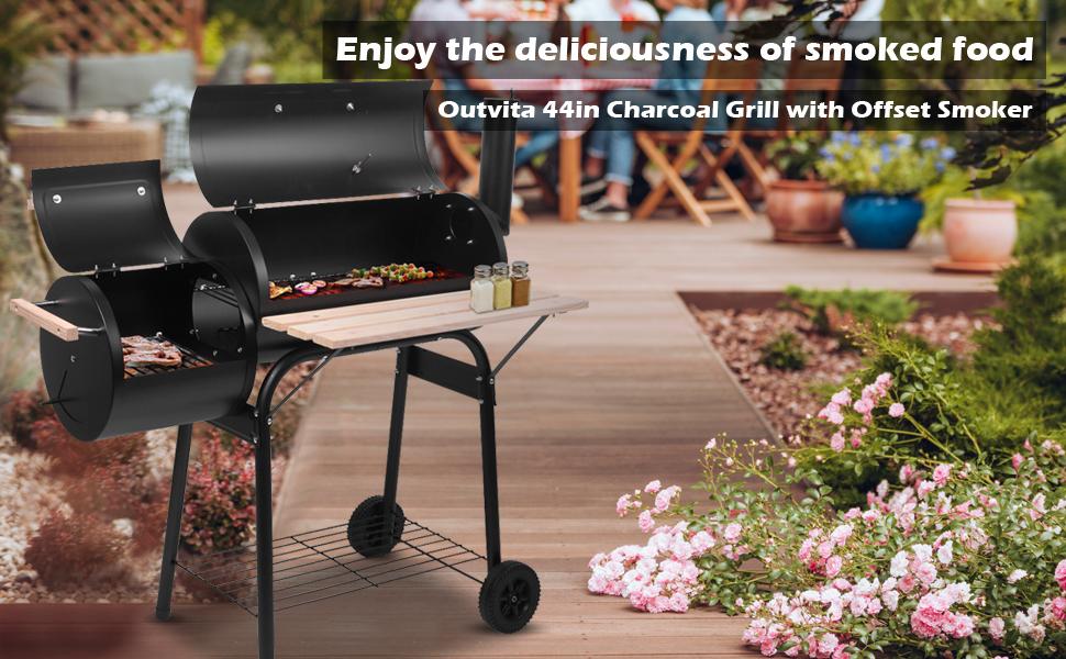 Ubesgoo BBQ Charcoal Grill, Outdoor Patio Barbecue Cooker With Offset Smoker, Wheels And Tray For Balcony Picnics, Party And Camping Ubesgoo BBQ Charcoal Grill, Outdoor Patio Barbecue Cooker With Offset Smoker, Wheels And Tray For Balcony Picnics, Party And Camping