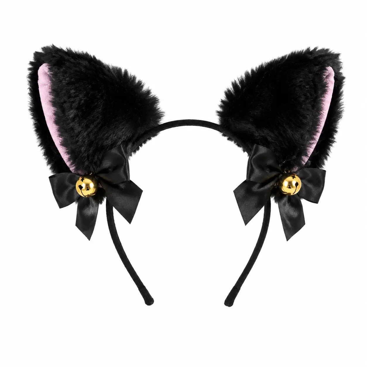 Women’s Adjustable Stretch Lace Cat Ear Headband with Soft Faux Fur Trim and Gentle Jingle Bells – Versatile Cosplay Accessory for Anime Conventions, Halloween Parties, Festivals, Gym Wear, and Everyday Playful Style