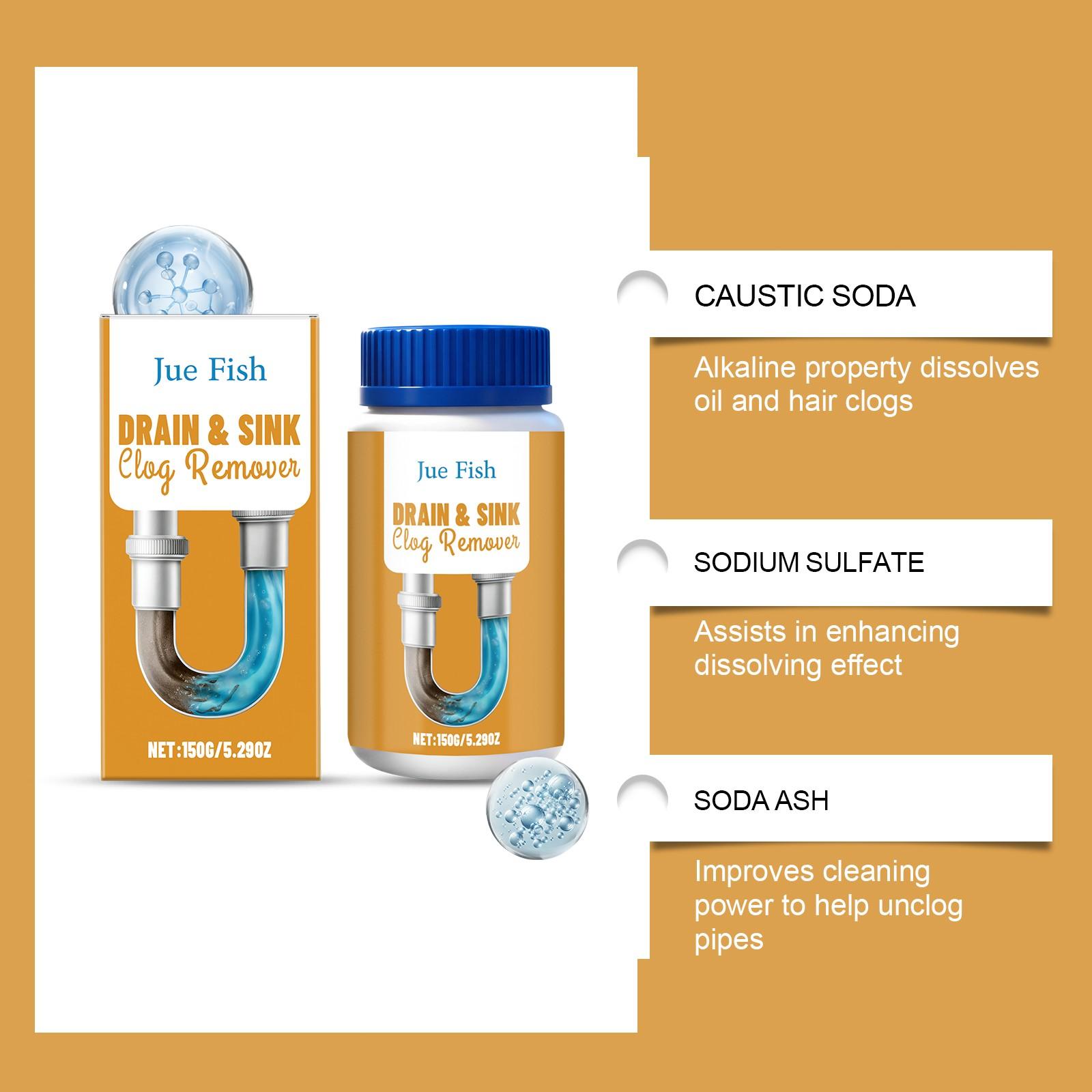 2-Pack Drain Unblocker Powder (150g X 2), Targeting The Source Of The Blockage,Quick Drain Restoration, Kitchen & Bathroom Plumbing Cleaner, Daily Home Pipe Cleaning Powder