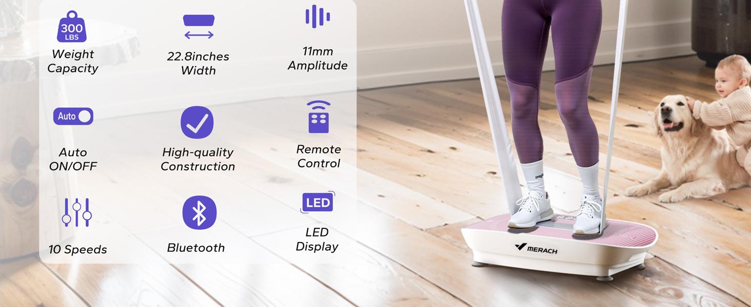MERACH Vibration Plate Exercise Machine, Lymphatic Drainage Machine, Whole Body Workout Vibration Platform for Wellness and Fitness