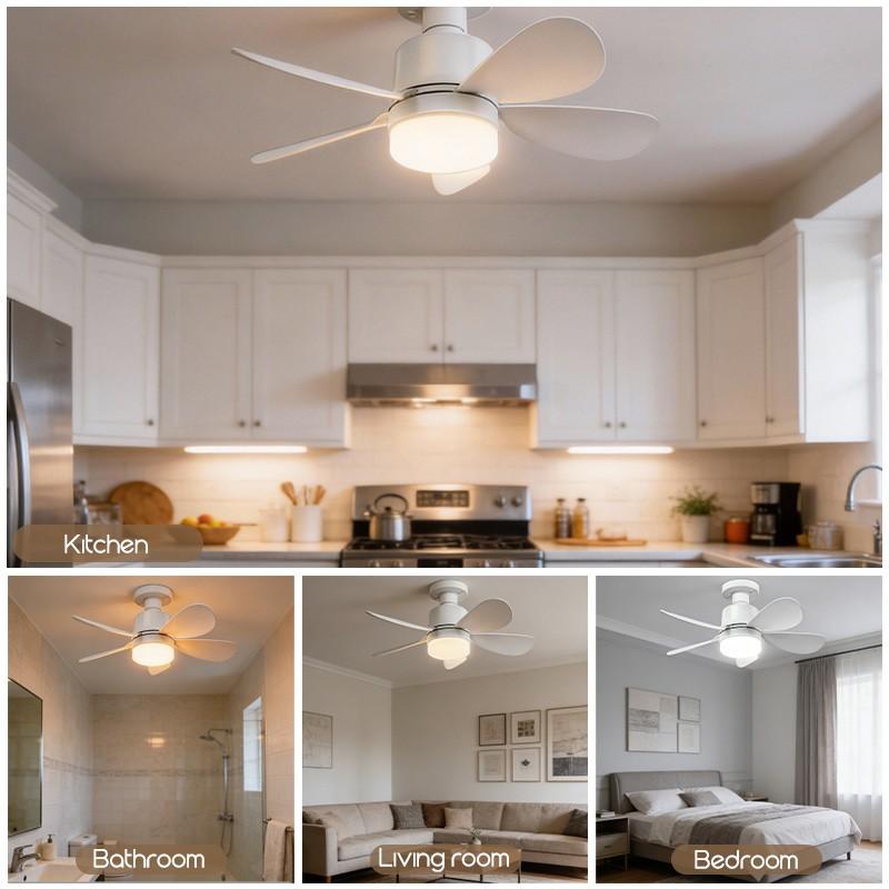 16 Inch LED Ceiling Fan Light with Remote Control, Led Lighting Fan, 30w Socket Fan 2000 Lumens, 3 Speeds 3 Colors 3000-6000k, Ideal for Bedroom Living Room Kitchen Garage