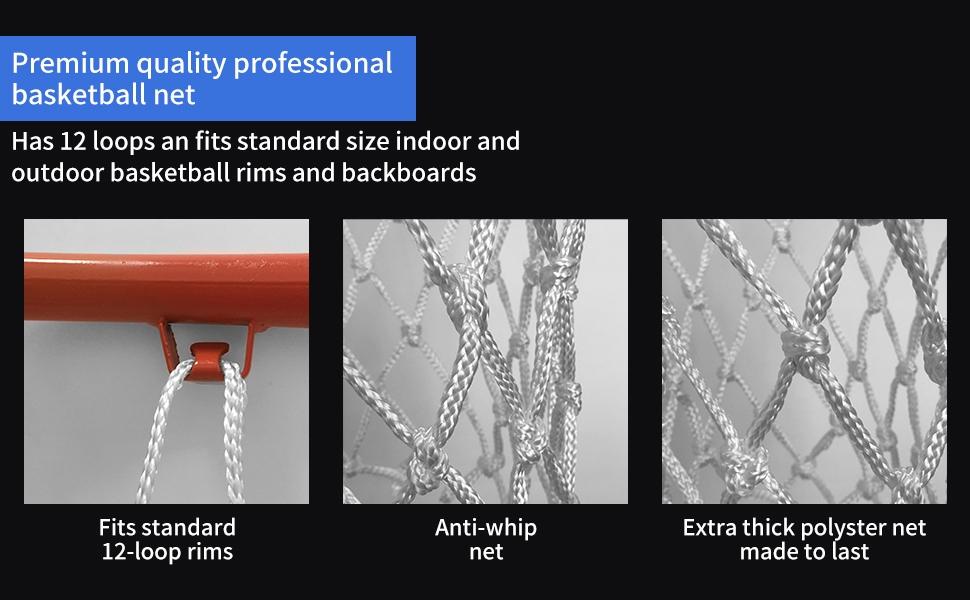 Basketball Net Replacement, Upgrade, All-Weather Resistant, Suitable for Standard Indoor or Outdoor 12-Ring Edge Basketball Net Replacement, Upgrade, All-Weather Resistant, Suitable for Standard Indoor or Outdoor 12-Ring Edge