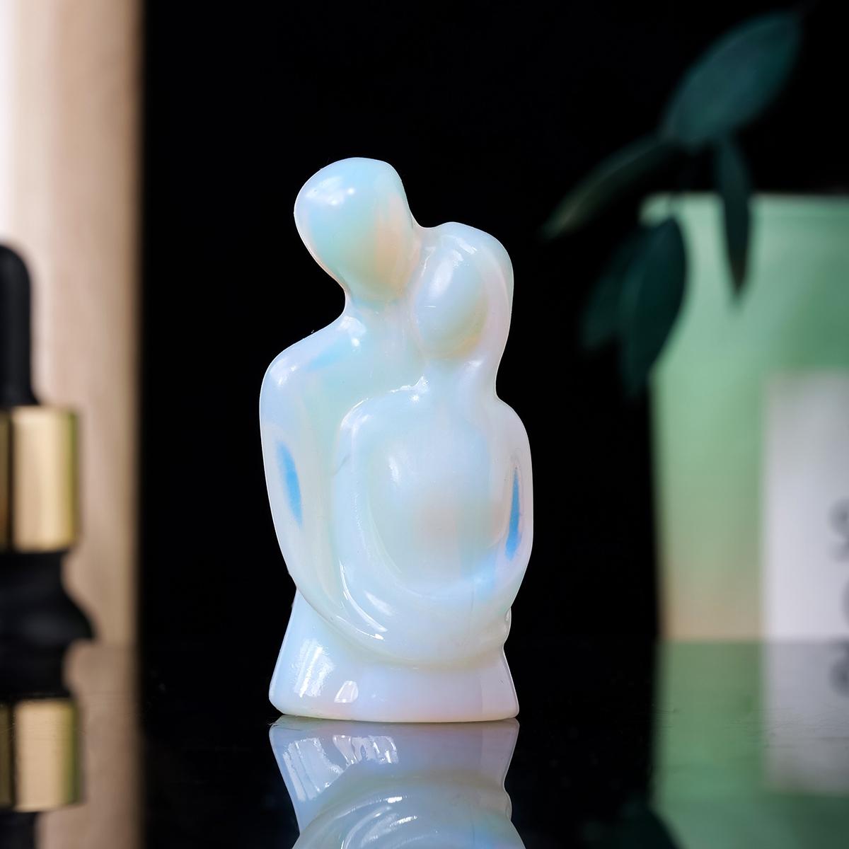 Natural Obsidian Carved Healing Crystal Stone, Valentine's Day Gift, Powerful Energy Couple Ornament, Enhances Emotional Connection