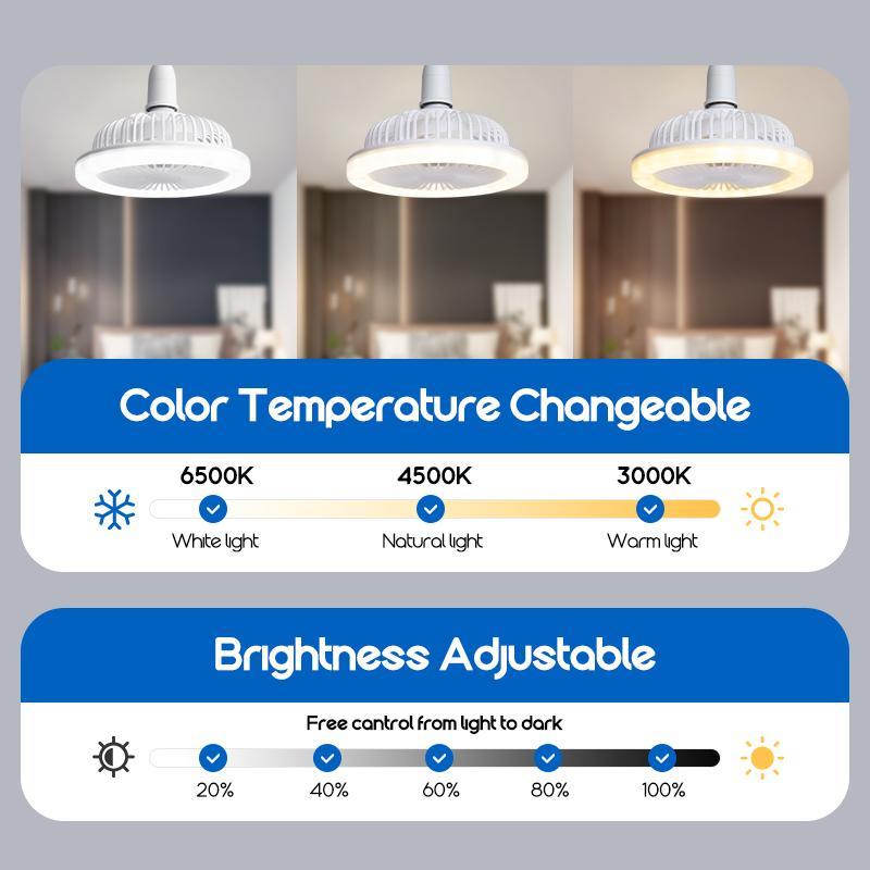 Adjustable LED Ceiling Fan Light with Remote Control, E27 Socket, Dual Function Cooling & Lighting, Timer Control, Modern Home Design, Decorative Lighting