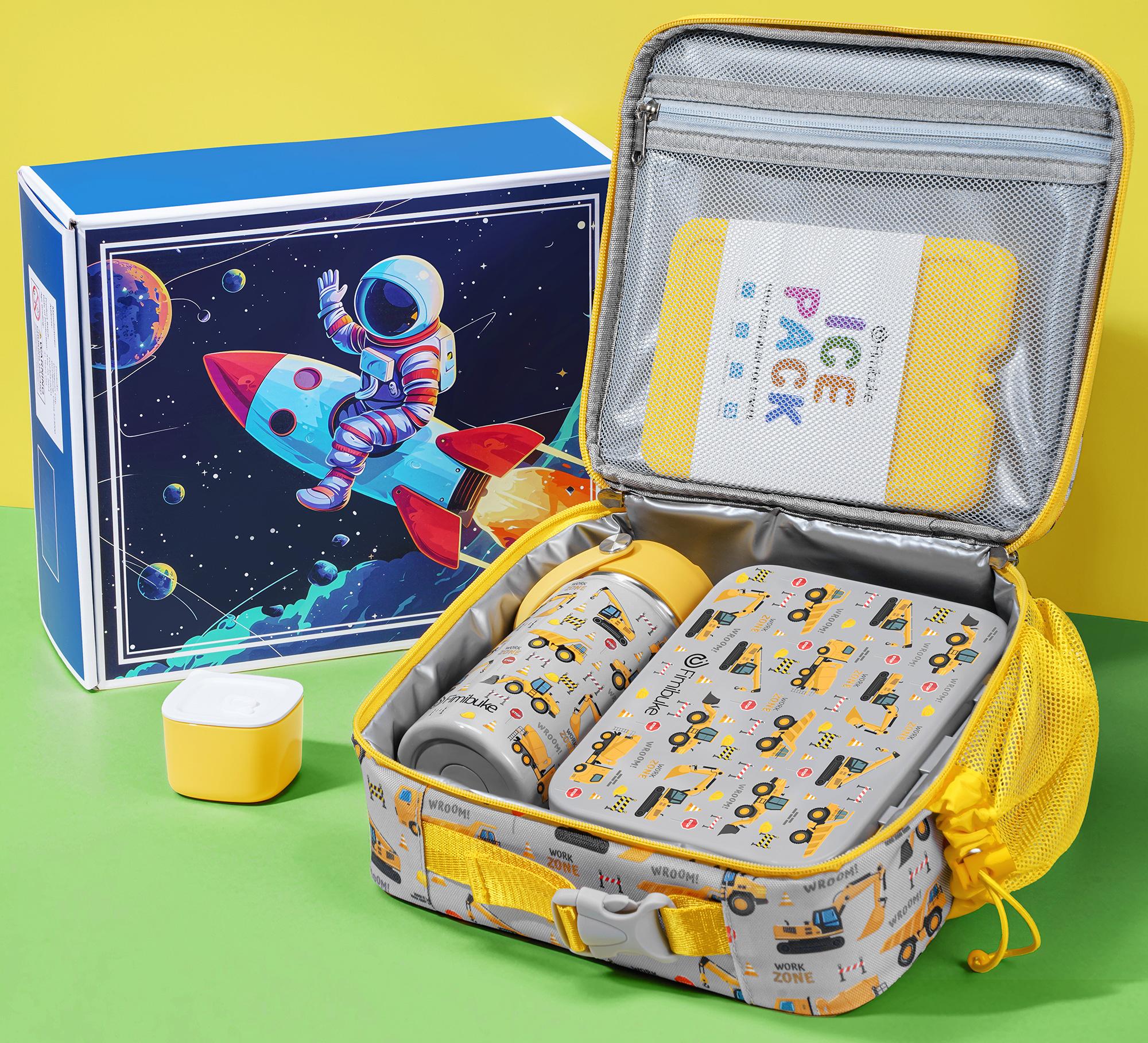 Fimibuke Bento Lunch Box with Stainless Steel Insulated Water Bottle – 32oz 3-Compartment Snack Container, Insulated Lunch Bag & Ice Pack Set Back to School Gifts