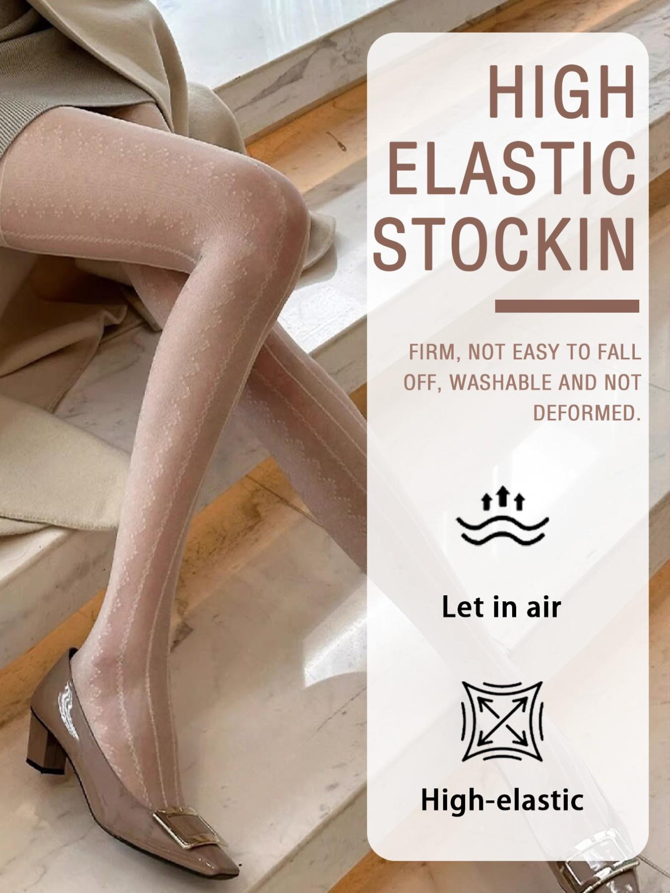 Lace Vertical Stripe Stockings, High Waist Slim-Fitting Tights, Pure Desire Style, All Seasons Fashion, Perfect for Streetwear