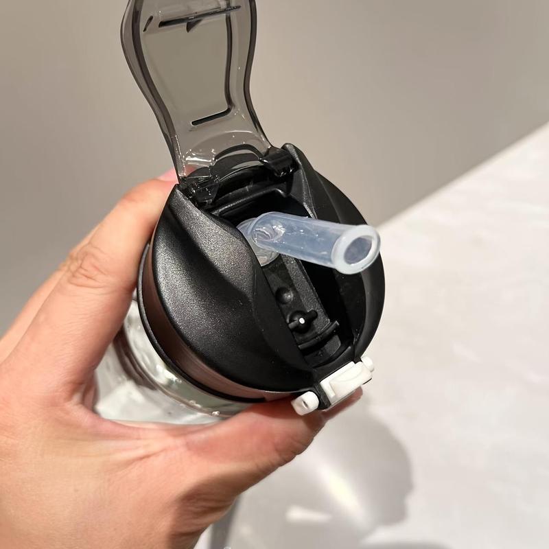 Time Marked Water Cup, Outdoor Sports Clear Water Bottle with Straw, Medium Size Transparent Drinking Cup for Hydration, Portable Sports Bottle