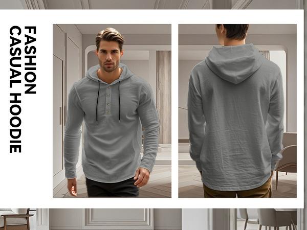 Men's Casual Long Sleeve Hooded Linen Shirt, Loose Fit Beachwear, Comfortable Breathable Spring Summer Vacation Clothing, Durable Daily Use