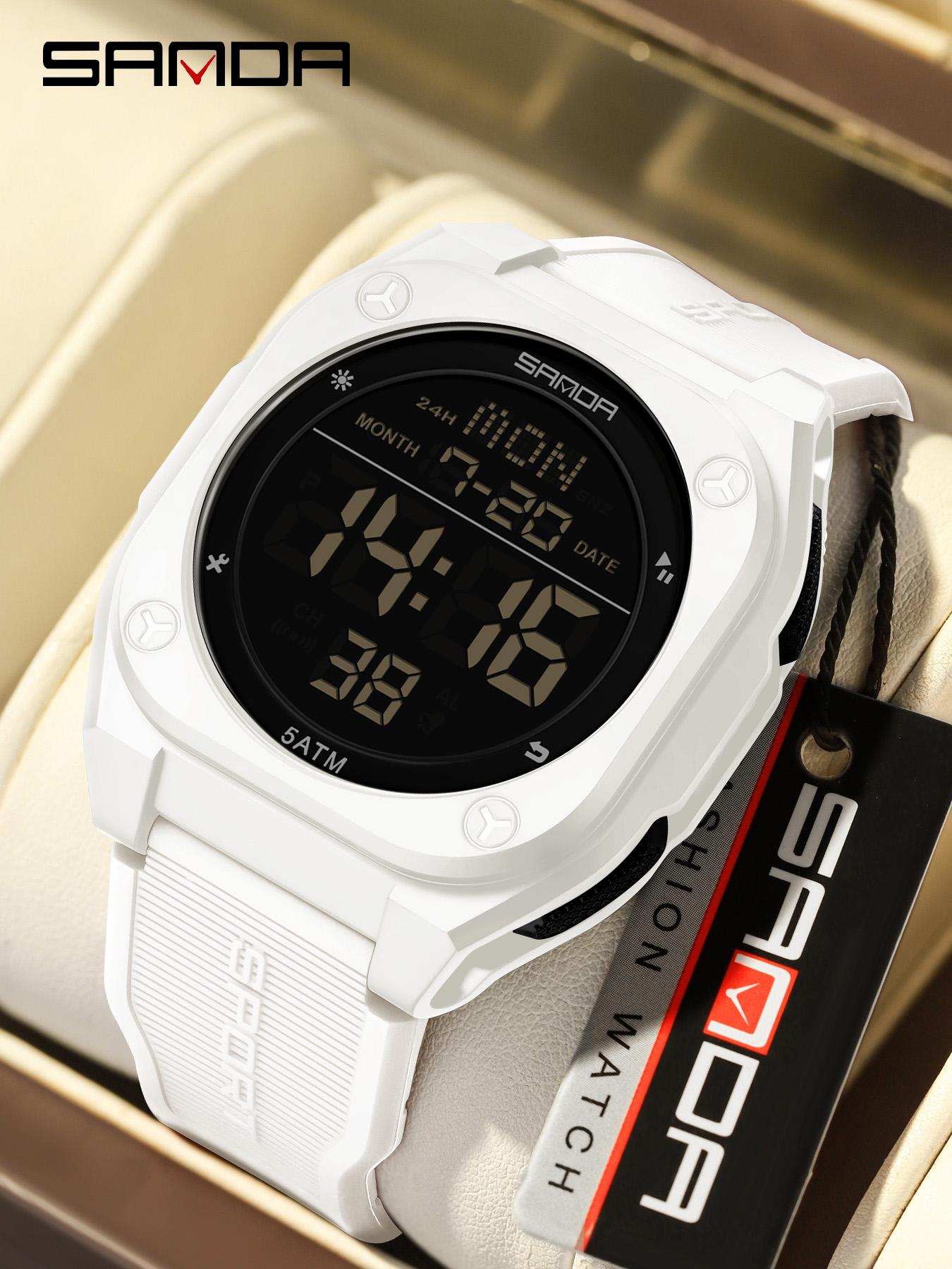 SANDA Men's Sports Watch Fashion and Leisure Men's LED Single Display Night Light Waterproof Multi functional Timing Electronic Watch Best Gift+BOX Waterproof Multifunctional Watch