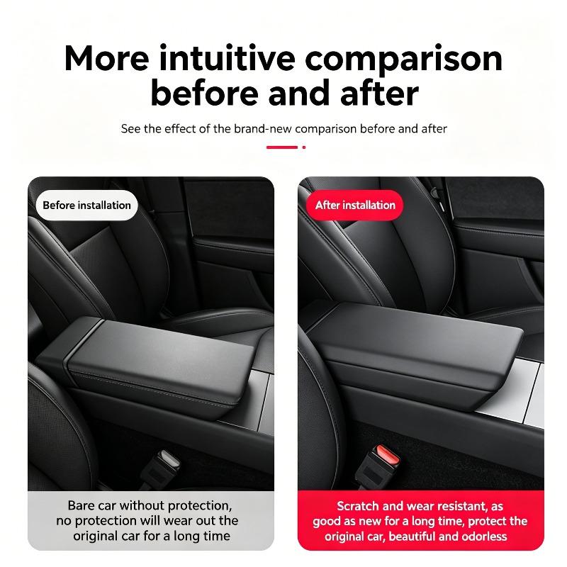 Custom Fit Molded Square Silicone Center Console Cover - Painted Clip-On Flip Top Protector for Tesla Model 3 Highland, Model Y Juniper, Durable, Anti-Scratch, Water Resistant Car Armrest Storage Accessory for Effective Interior Protection