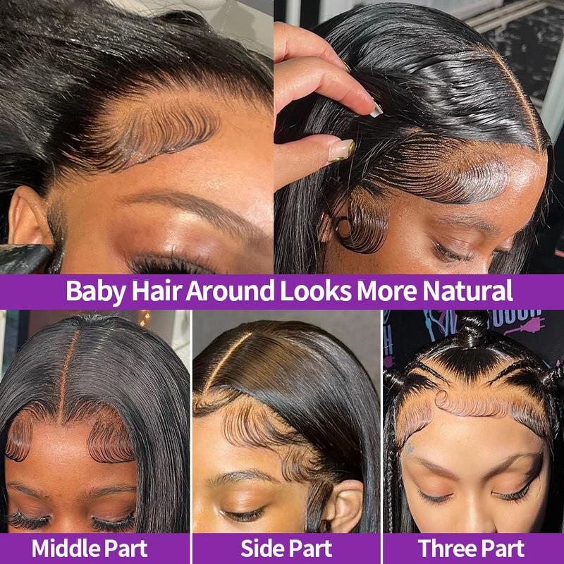 Bling Hair 13x6 HD Transparent Lace Front Real Hair Wigs Pre Plucked For Women Straight Remy Real Hair Lace Frontal Wigs