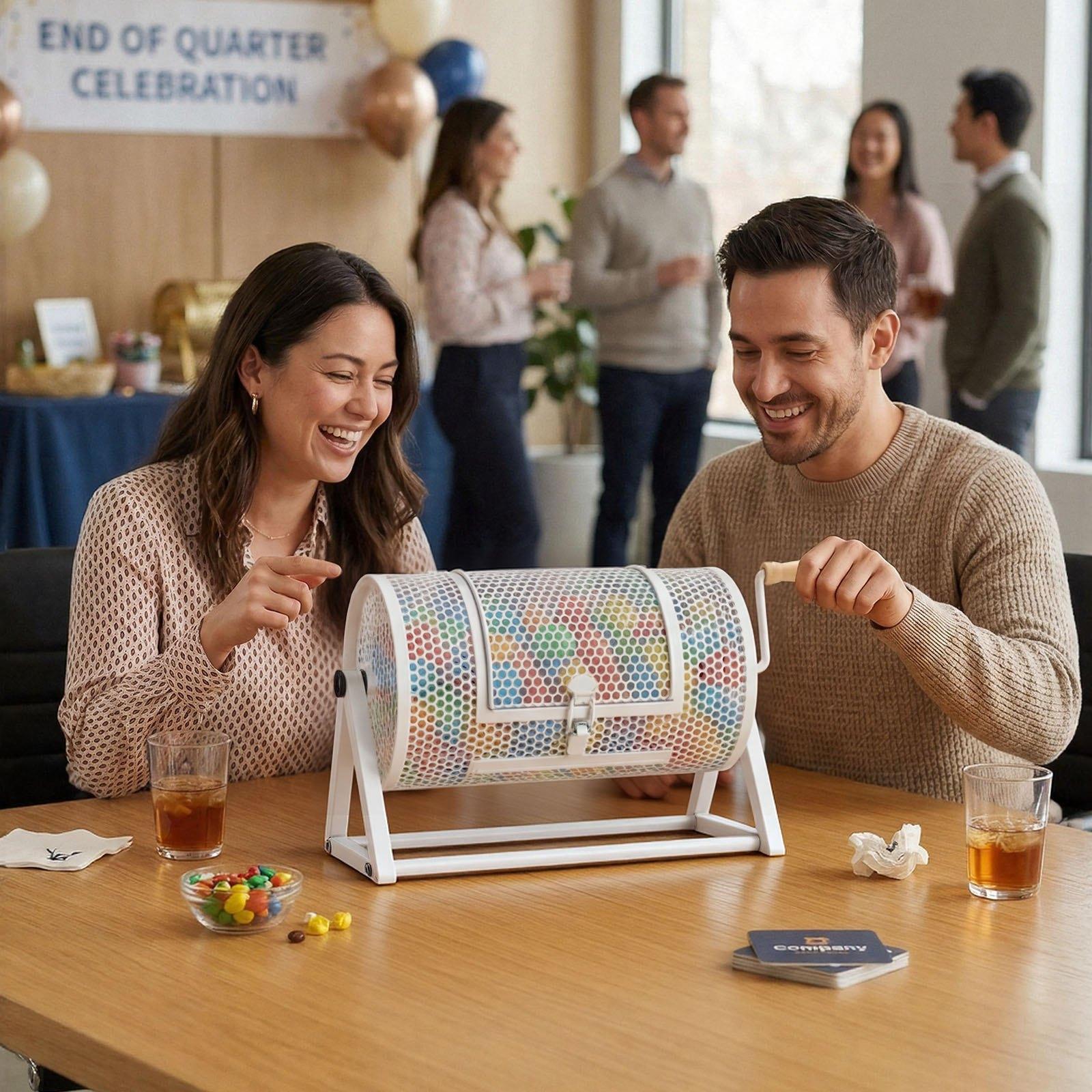 VEVOR Raffle Ticket Spinner, 11.6" x 6.6" Holds 2500 Tickets or 100 Ping Pong Balls, Raffle Drum Lottery Spinning Cage with Reinforced Handle, Stable Triangular Stand, for Events and Gatherings, Whit