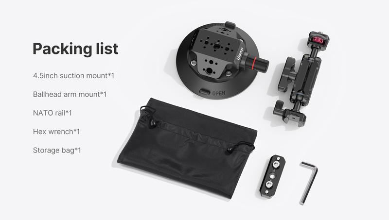 Camera Suction Cup Mount for Gopro - ULANZI SC-02 4.5in Pump-actived Vacuum Suction Mount w Quick Release NATO Magic Arm Car Boat Windshield Window Mount Compatible with Go pro Nikon Canon Sony DSLR