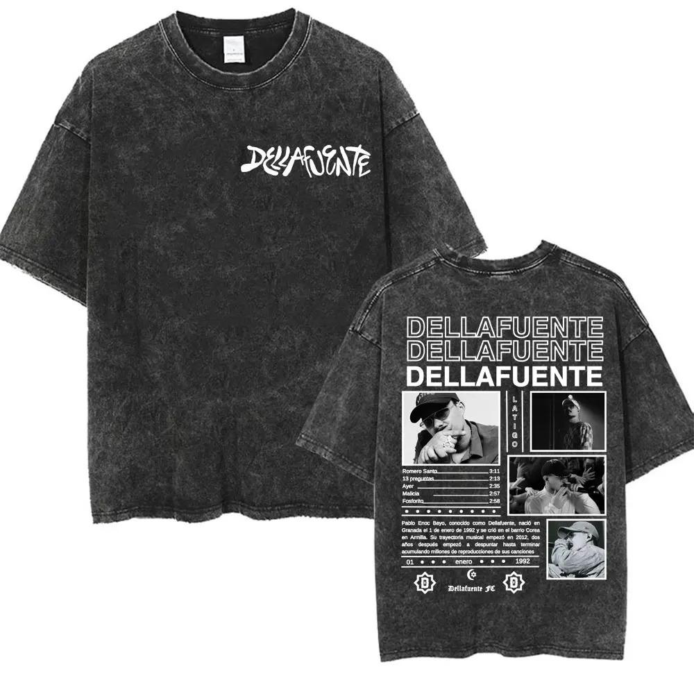Rapper Dellafuente 2025 Tour Vintage Washed T-shirt Men Women Summer Fashion Short Sleeve T Shirt Oversized 100% Cotton T Shirts