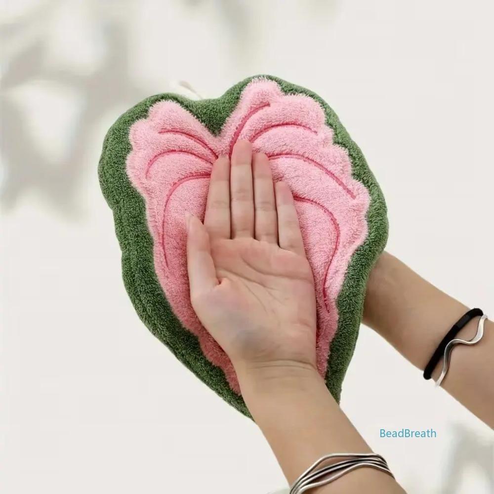 3-Pack Botanical Leaf Hand Towels | Ultra-Absorbent Coral Fleece & Quick-Dry | Hangable Kitchen & Bathroom Towel Set | Aesthetic Home Decor & Apartment Essentials